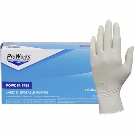 Hospeco Disposable Gloves, 5 mil Palm, Latex, L, 10 PK, Natural HOSGLL105FX